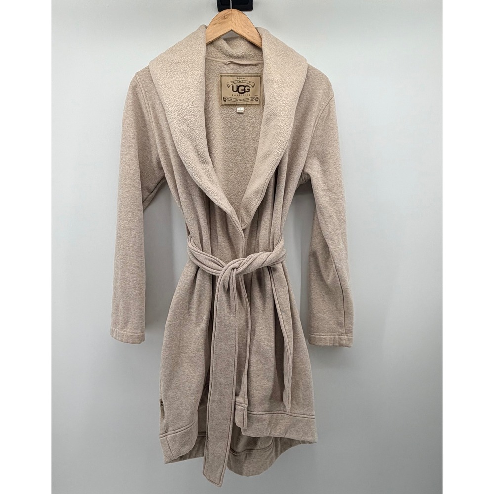 UGG Australia Robe Women S Beige Fleece Lined Shawl Collar Belted Loungewear